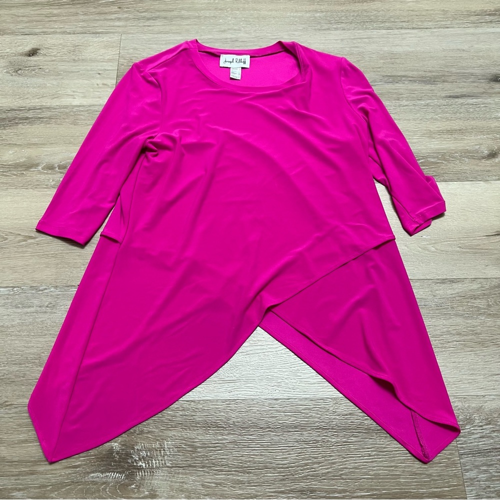 Joseph Ribkoff Pink Round Neck 3/4 Sleeve Poly Knit Top Size 12